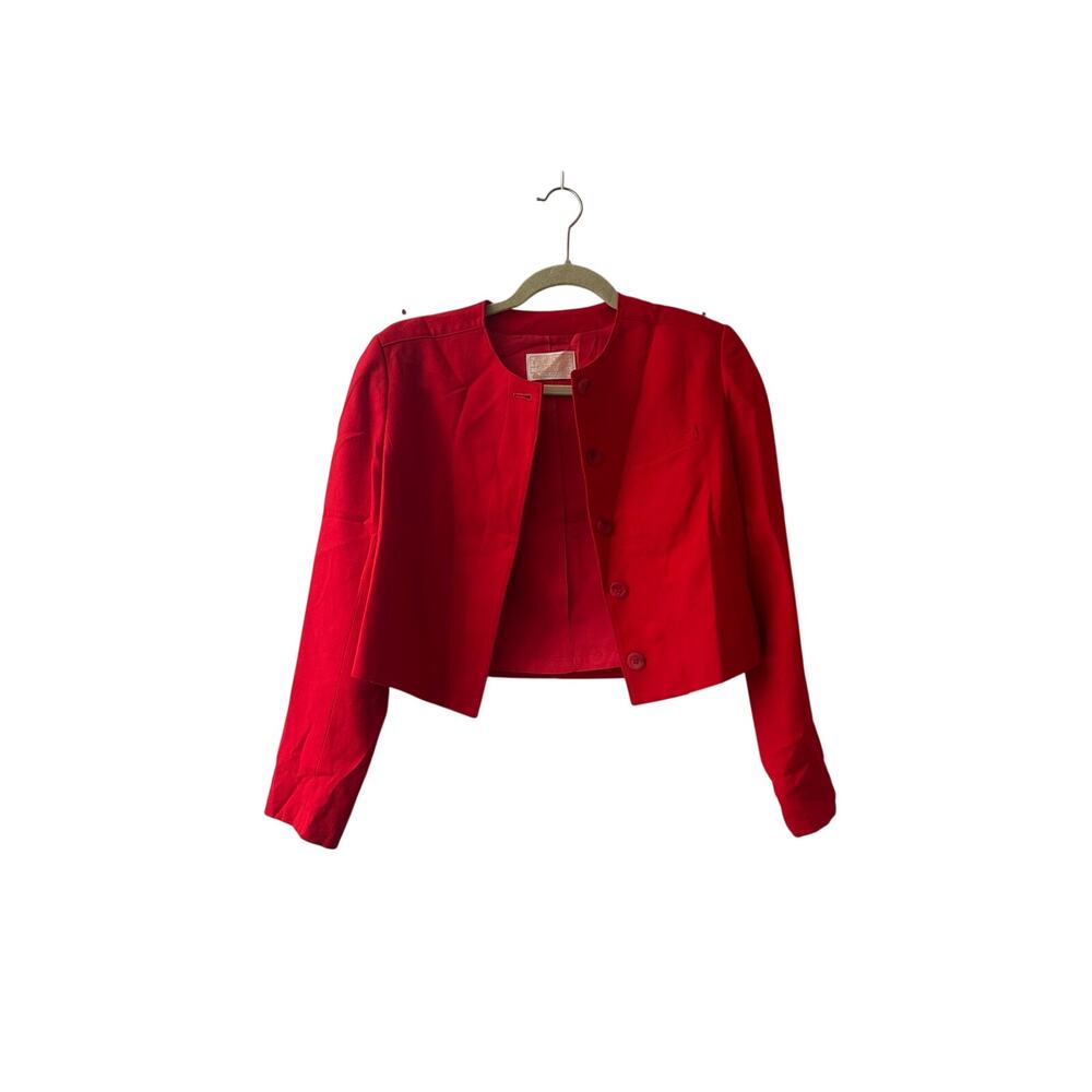 Vintage Pendleton Red Pure Virgin Wool Cropped Jacket Size 8 USA